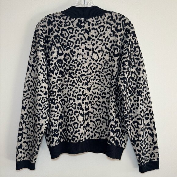 WAYF cheetah leopard animal print sweater Tan Black Pullover Cozy Soft Knit XS - Picture 2 of 5